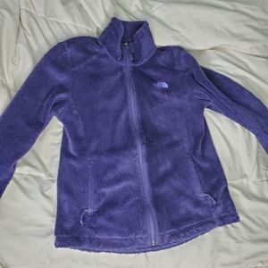 The North Face purple furry zip up jacket